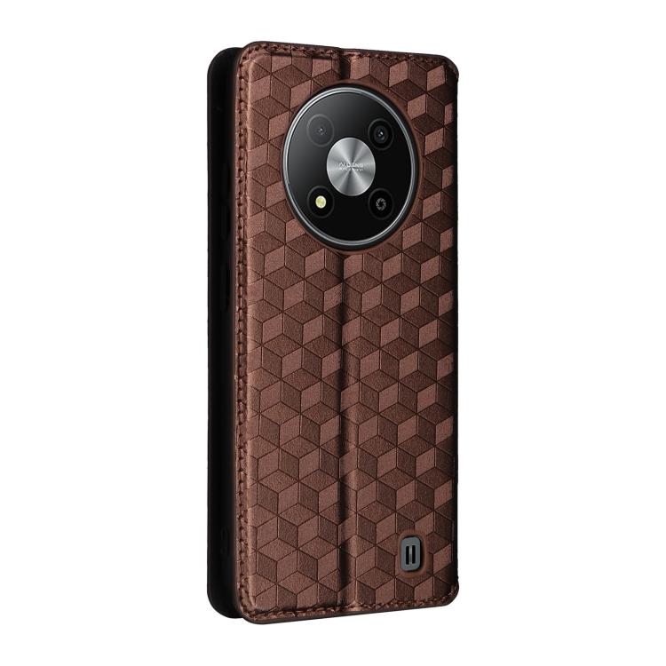 For ZTE Blade A73 5G Cubic Grid Texture Flip Leather Phone Case