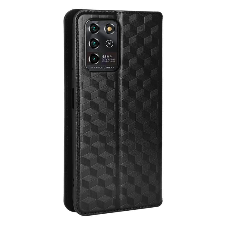 For ZTE Blade V30 Vita / V2022 Cubic Grid Texture Flip Leather Phone Case