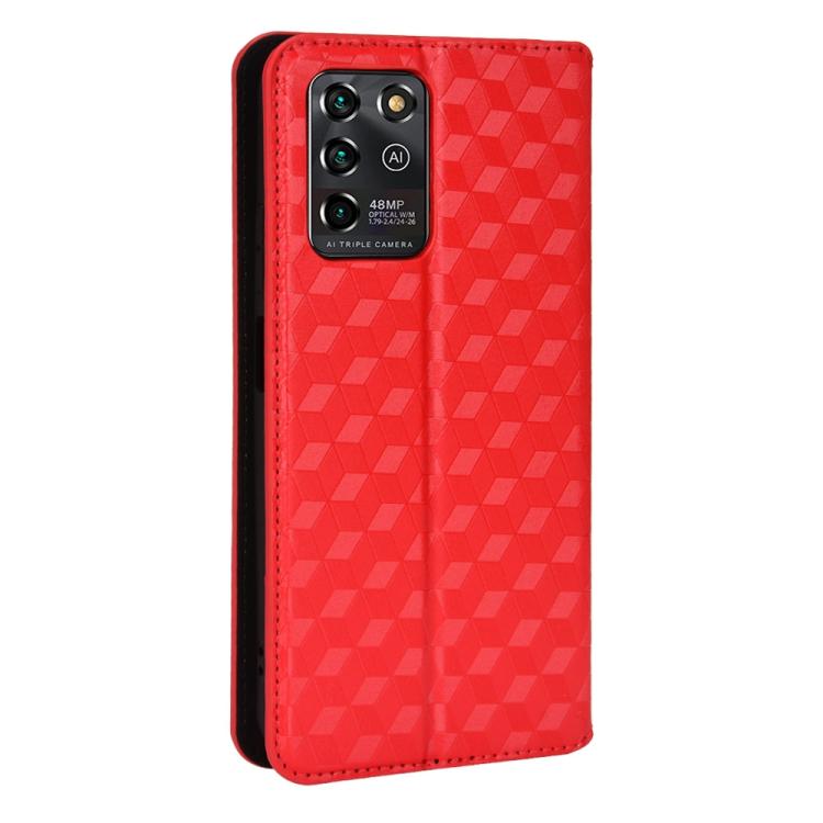 For ZTE Blade V30 Vita / V2022 Cubic Grid Texture Flip Leather Phone Case