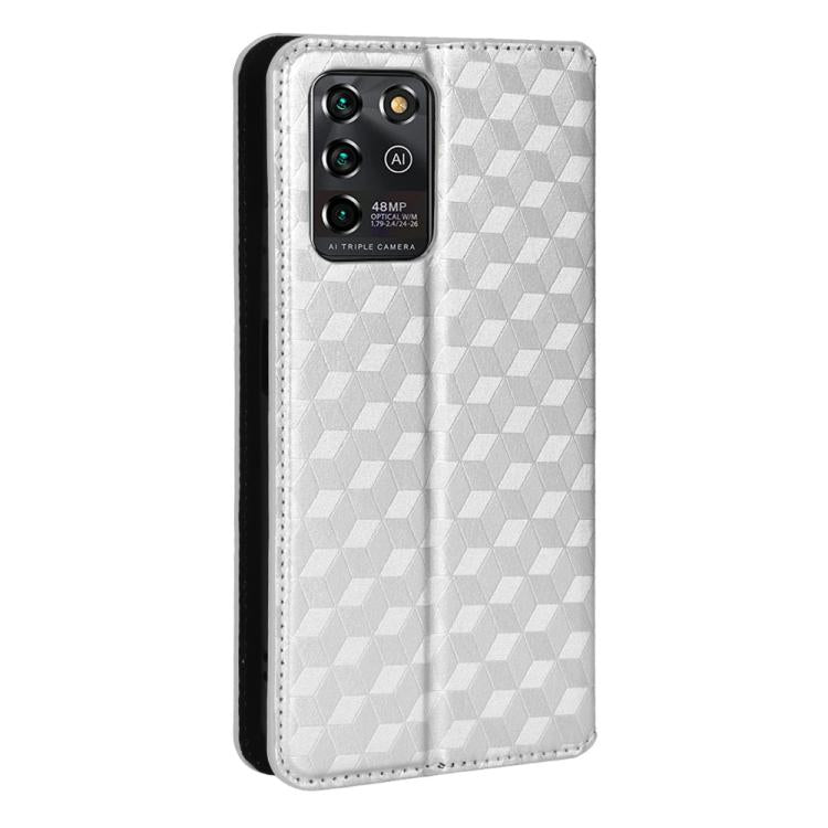 For ZTE Blade V30 Vita / V2022 Cubic Grid Texture Flip Leather Phone Case