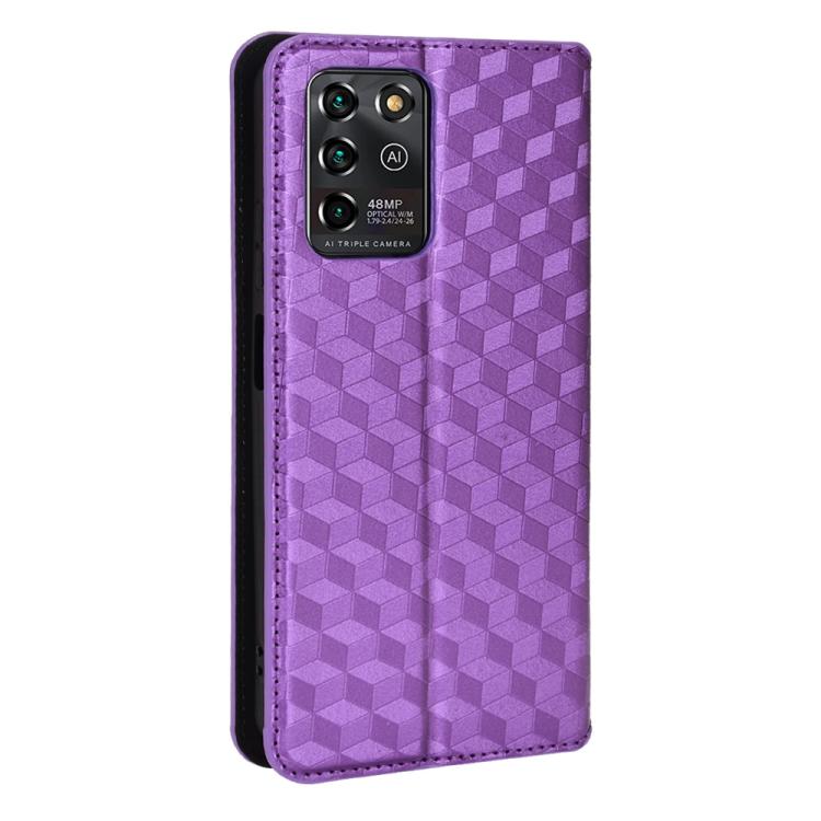 For ZTE Blade V30 Vita / V2022 Cubic Grid Texture Flip Leather Phone Case