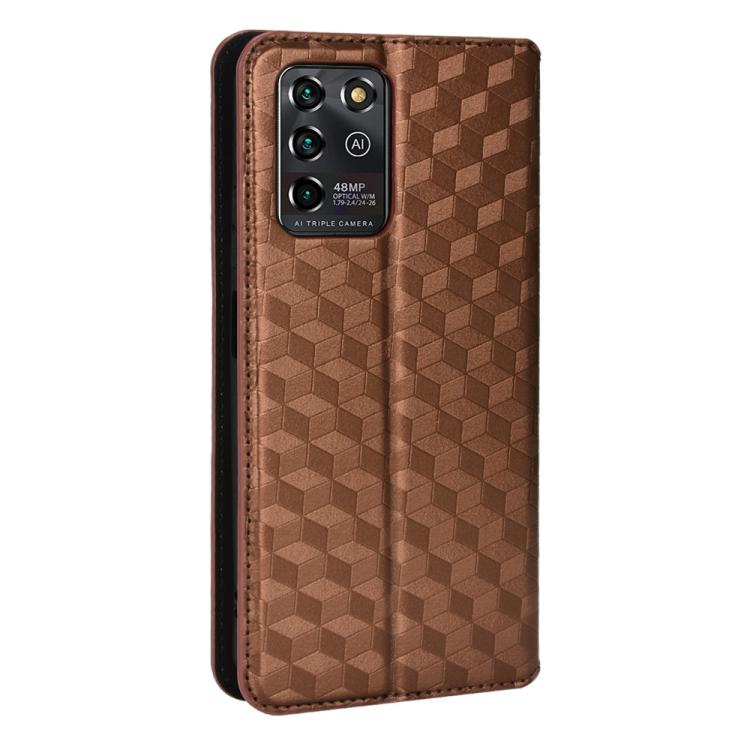 For ZTE Blade V30 Vita / V2022 Cubic Grid Texture Flip Leather Phone Case