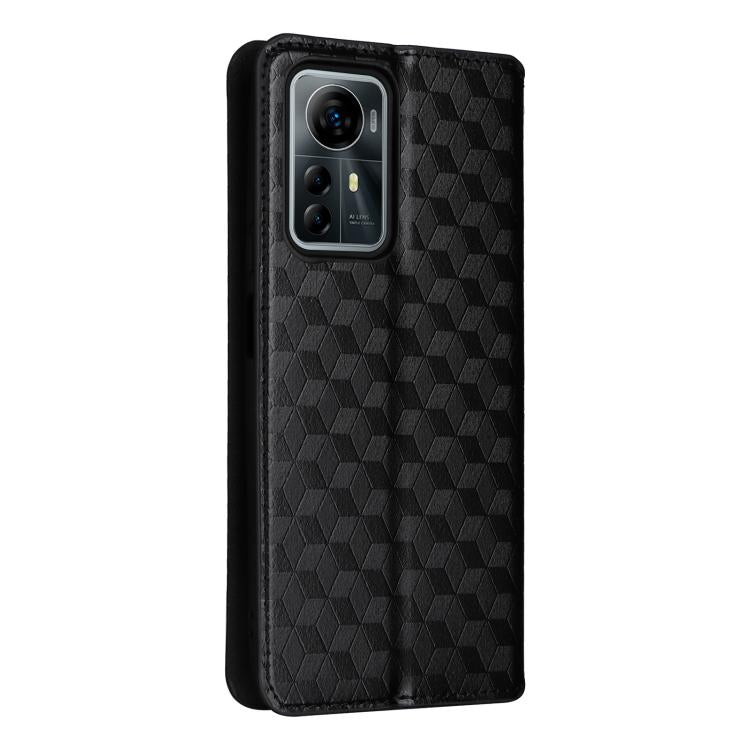 For ZTE Blade V41 Smart / Optus X Max Cubic Grid Texture Flip Leather Phone Case