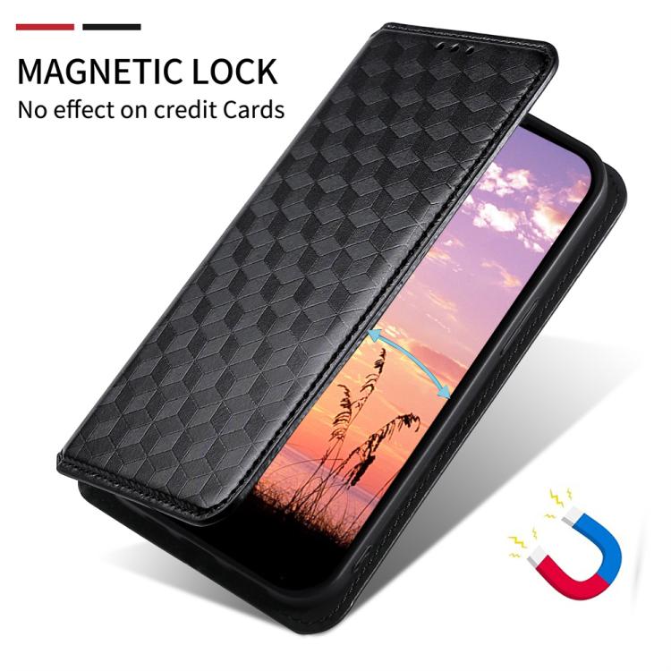 For ZTE Blade V41 Smart / Optus X Max Cubic Grid Texture Flip Leather Phone Case