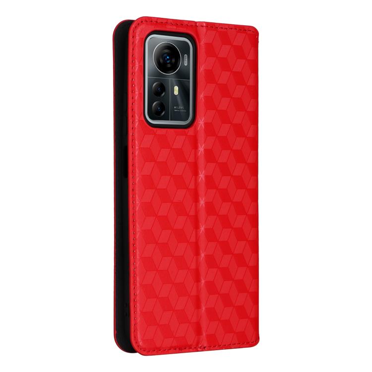For ZTE Blade V41 Smart / Optus X Max Cubic Grid Texture Flip Leather Phone Case