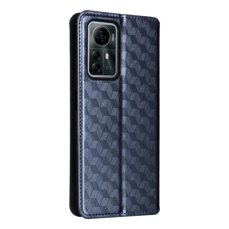 For ZTE Blade V41 Smart / Optus X Max Cubic Grid Texture Flip Leather Phone Case