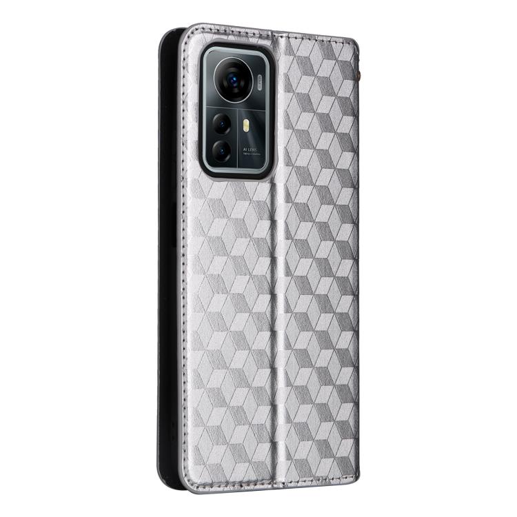 For ZTE Blade V41 Smart / Optus X Max Cubic Grid Texture Flip Leather Phone Case