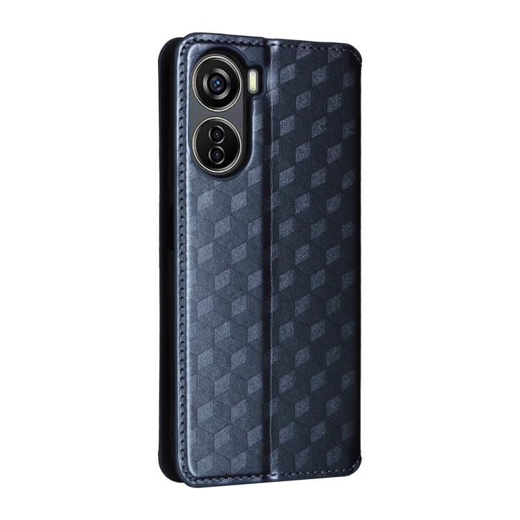 For ZTE Blade V41 Vita / V50 Design 5G Cubic Grid Texture Flip Leather Phone Case