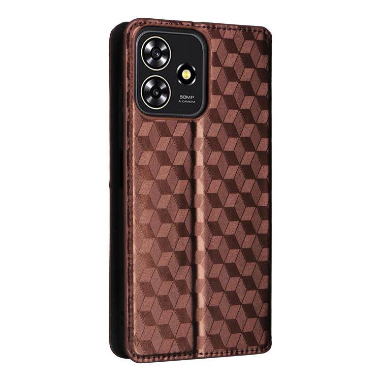 For ZTE Blade V50 Smart / Axon 50 Lite Cubic Grid Texture Flip Leather Phone Case