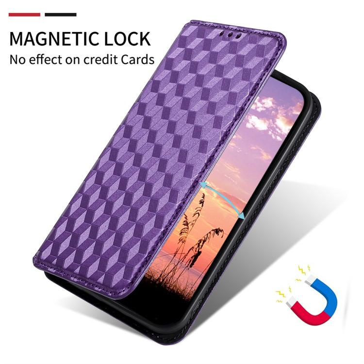 For ZTE Blade V50 Vita Cubic Grid Texture Flip Leather Phone Case