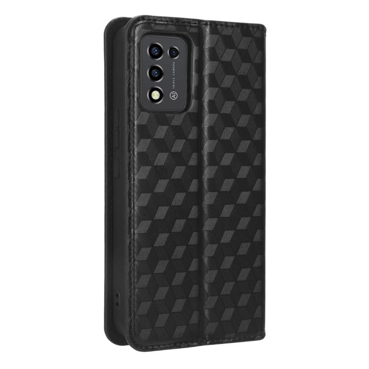 For ZTE Libero 5G III / A202ZT Cubic Grid Texture Flip Leather Phone Case