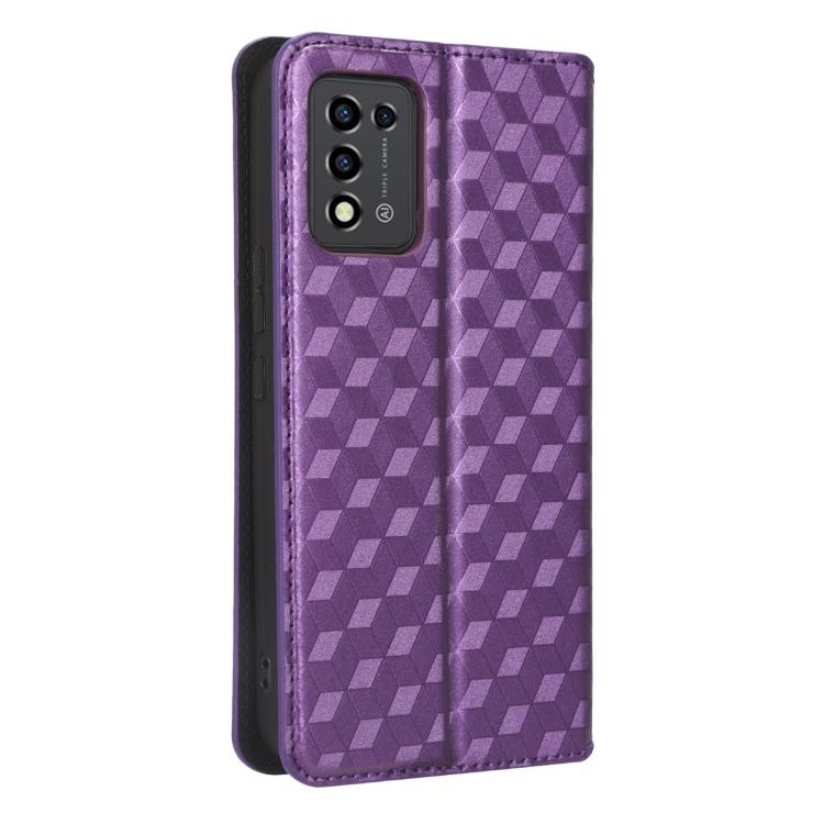 For ZTE Libero 5G II Cubic Grid Texture Flip Leather Phone Case