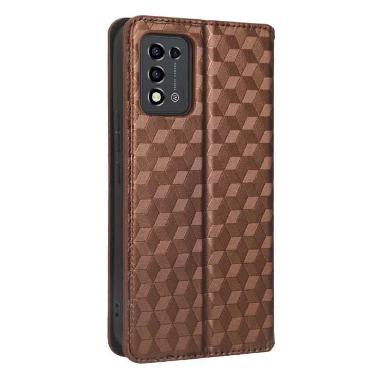 For ZTE Libero 5G II Cubic Grid Texture Flip Leather Phone Case