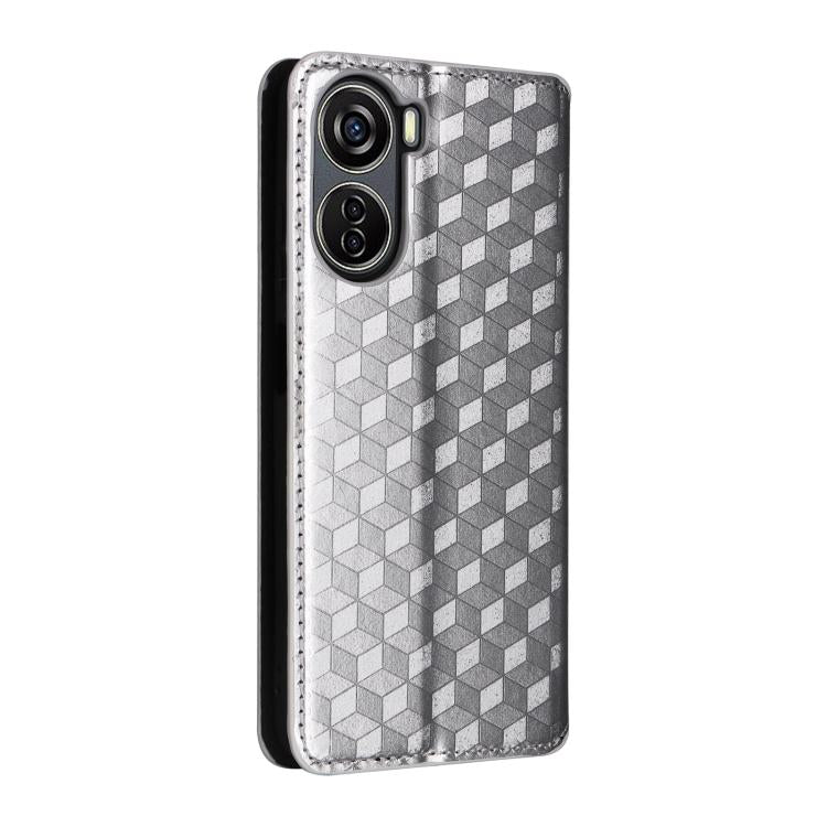 For ZTE Libero 5G IV / nubia LVY Cubic Grid Texture Flip Leather Phone Case