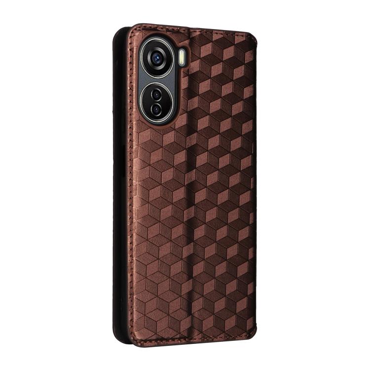 For ZTE Libero 5G IV / nubia LVY Cubic Grid Texture Flip Leather Phone Case