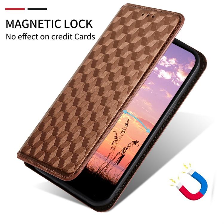 For ZTE Libero 5G Cubic Grid Texture Flip Leather Phone Case