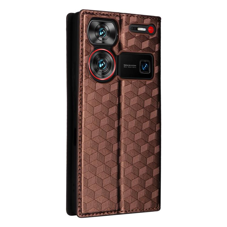 For ZTE nubia Z60 Ultra 5G Cubic Grid Texture Flip Leather Phone Case