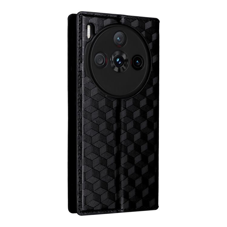For ZTE nubia Z60S Pro Cubic Grid Texture Flip Leather Phone Case