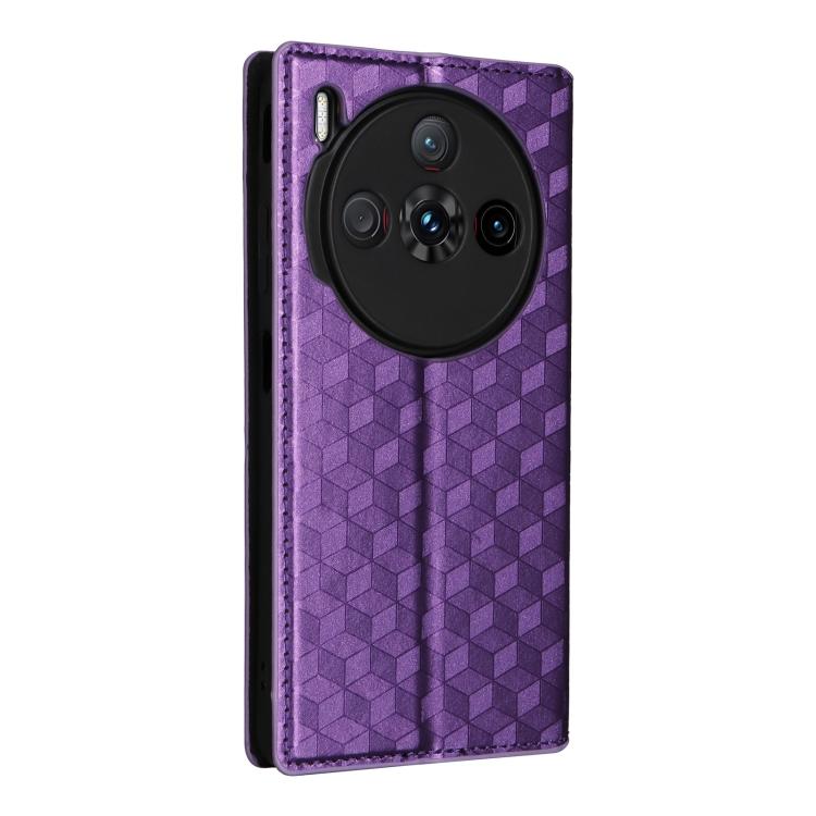 For ZTE nubia Z60S Pro Cubic Grid Texture Flip Leather Phone Case