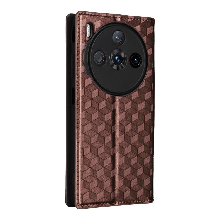 For ZTE nubia Z60S Pro Cubic Grid Texture Flip Leather Phone Case