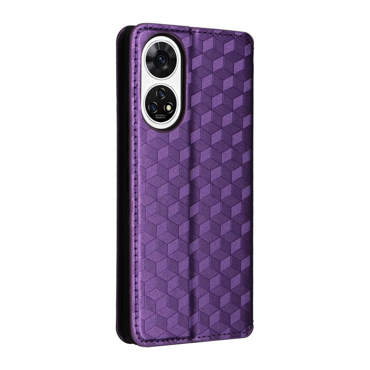 For ZTE Anshin Family / A303ZT Cubic Grid Texture Flip Leather Phone Case