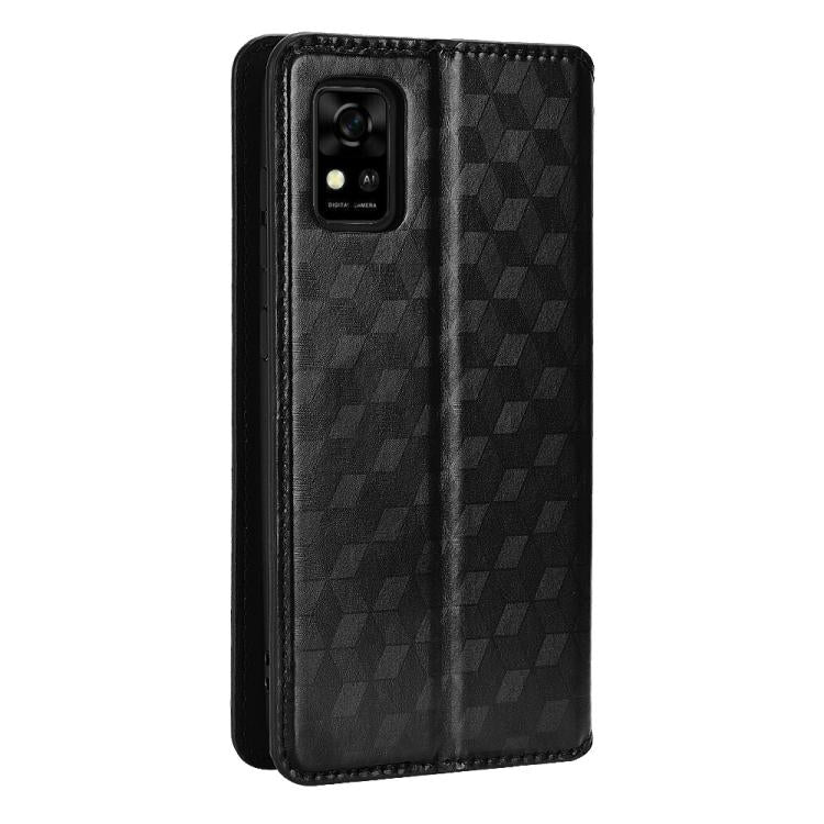 For ZTE Avid 589 /  Z589 / Z5158 Cubic Grid Texture Flip Leather Phone Case