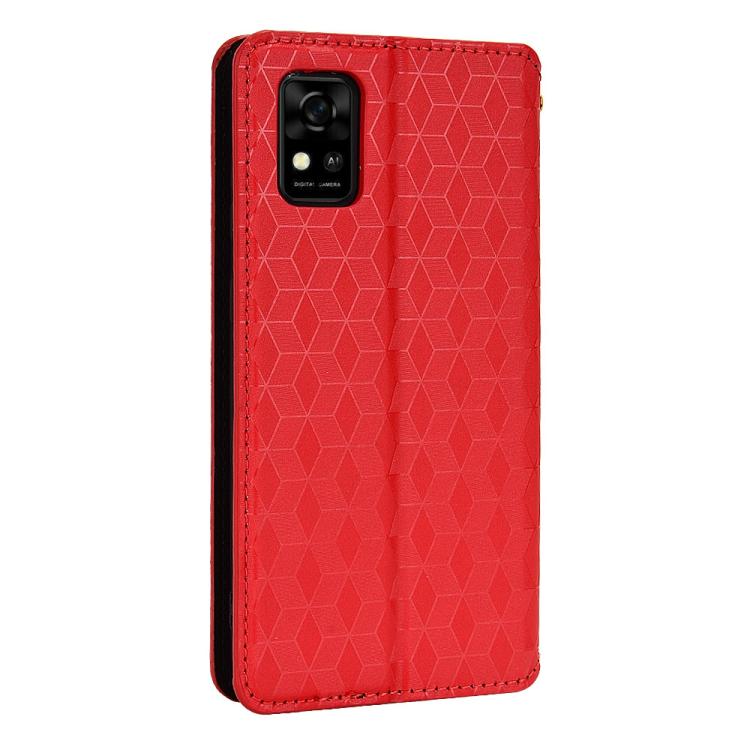For ZTE Avid 589 /  Z589 / Z5158 Cubic Grid Texture Flip Leather Phone Case