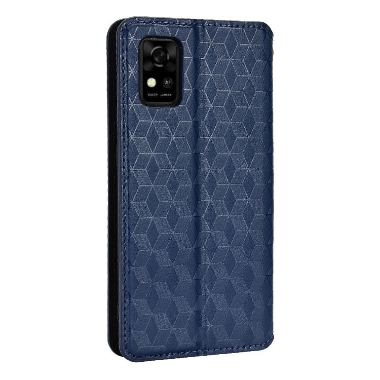 For ZTE Avid 589 /  Z589 / Z5158 Cubic Grid Texture Flip Leather Phone Case