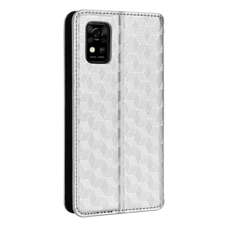 For ZTE Avid 589 /  Z589 / Z5158 Cubic Grid Texture Flip Leather Phone Case