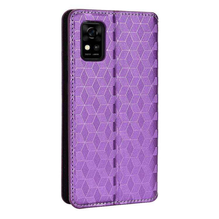 For ZTE Avid 589 /  Z589 / Z5158 Cubic Grid Texture Flip Leather Phone Case