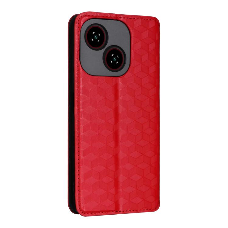 For ZTE Blade A35e Global / Z2466 Cubic Grid Texture Flip Leather Phone Case