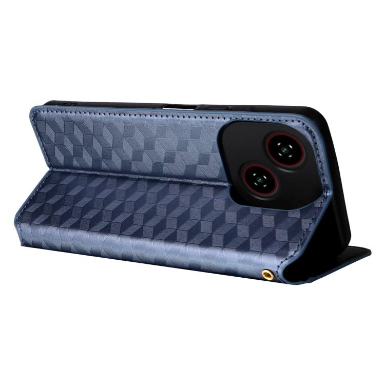 For ZTE Blade A35e Global / Z2466 Cubic Grid Texture Flip Leather Phone Case