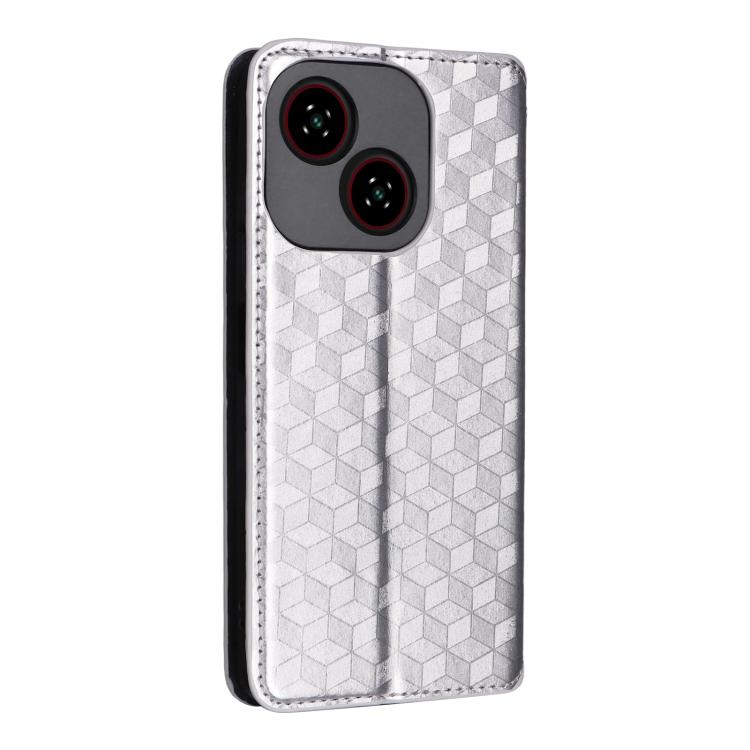 For ZTE Blade A35e Global / Z2466 Cubic Grid Texture Flip Leather Phone Case