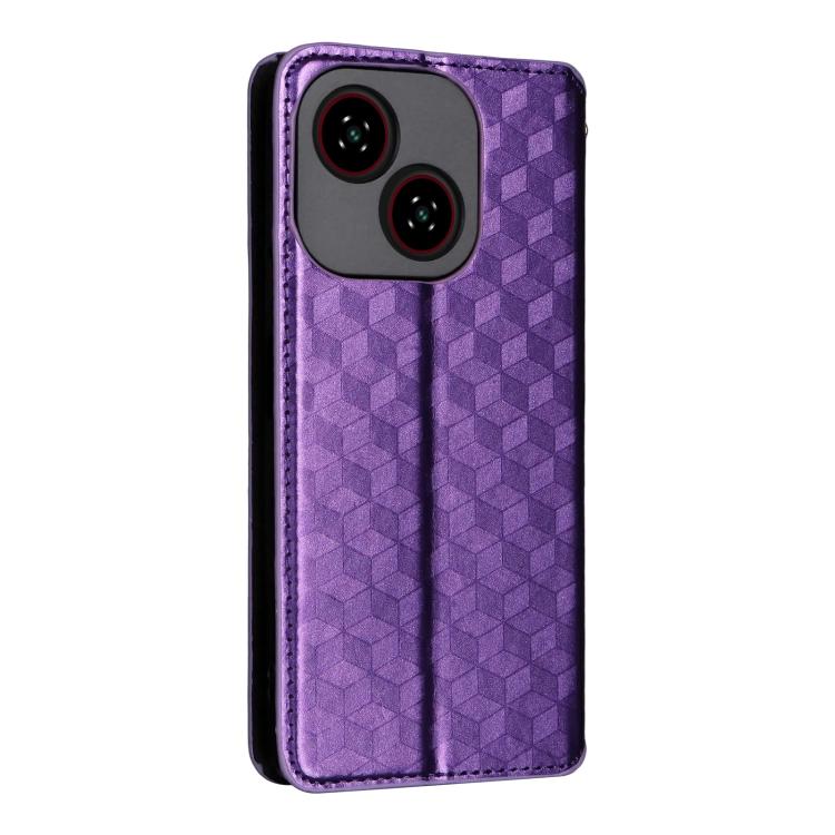 For ZTE Blade A35e Global / Z2466 Cubic Grid Texture Flip Leather Phone Case