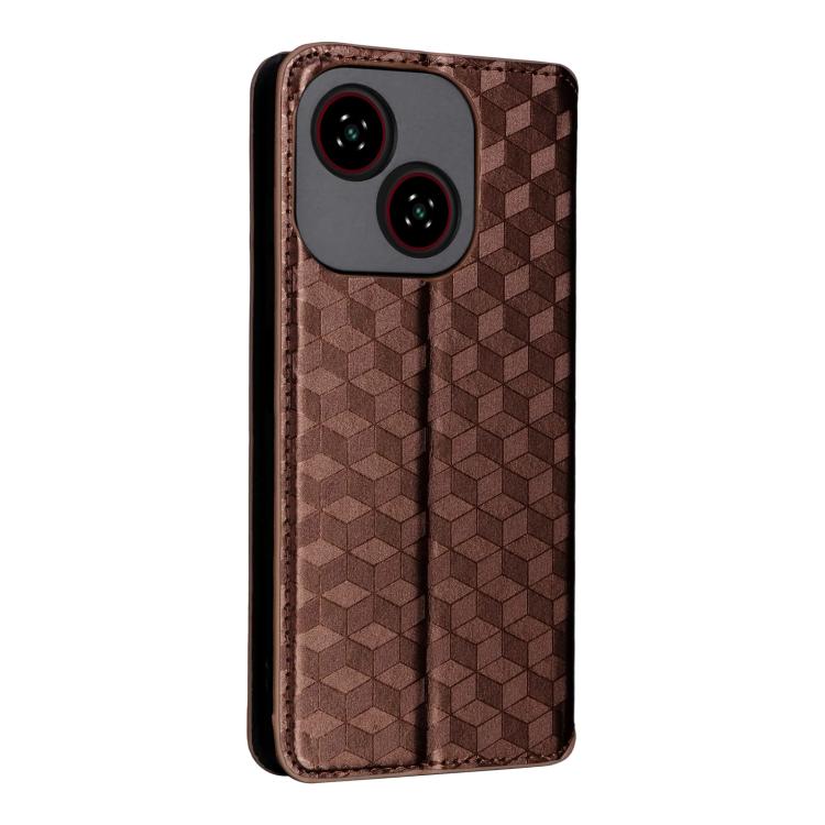 For ZTE Blade A35e Global / Z2466 Cubic Grid Texture Flip Leather Phone Case