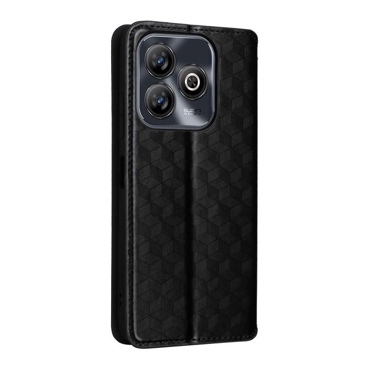 For ZTE Blade A75 4G Cubic Grid Texture Flip Leather Phone Case