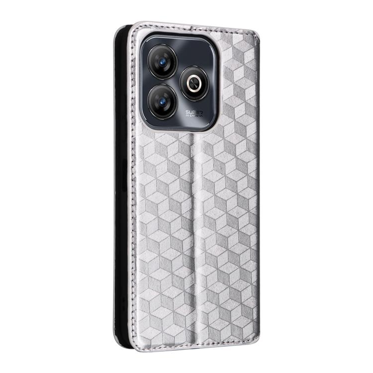 For ZTE Blade A75 4G Cubic Grid Texture Flip Leather Phone Case