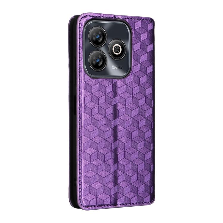 For ZTE Blade A75 4G Cubic Grid Texture Flip Leather Phone Case