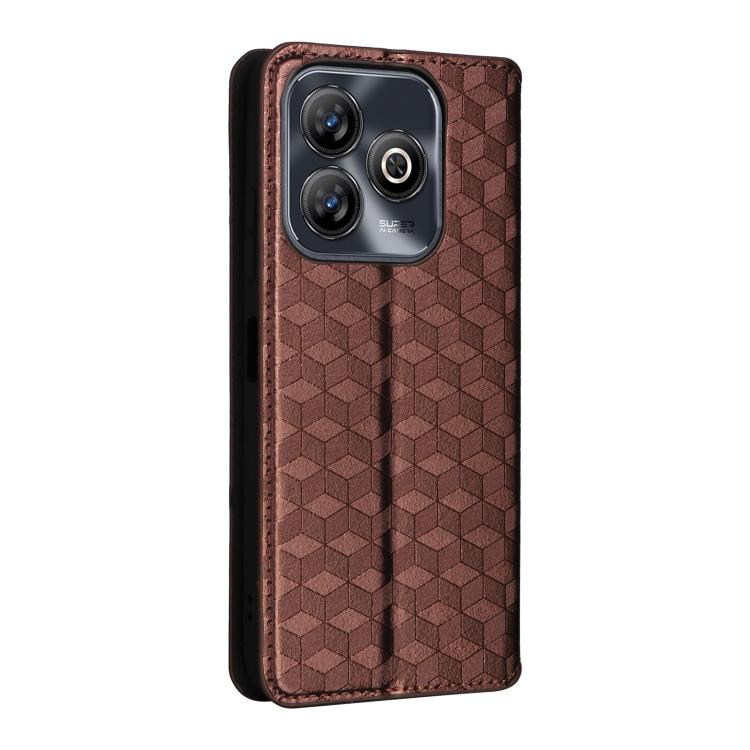For ZTE Blade A75 4G Cubic Grid Texture Flip Leather Phone Case