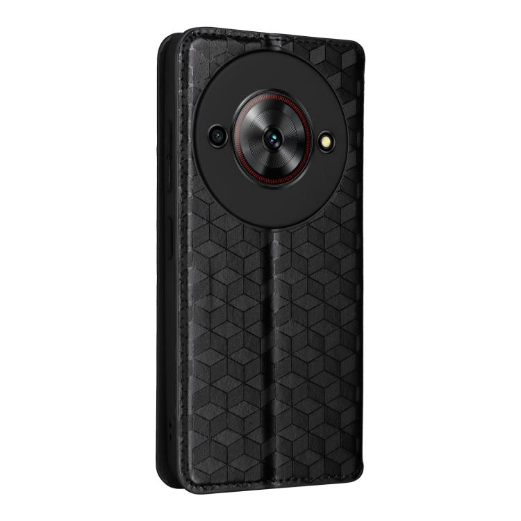For ZTE Blade A75 5G / nubia Focus 5G Cubic Grid Texture Flip Leather Phone Case