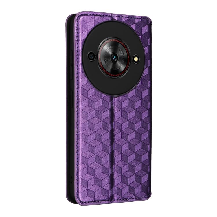 For ZTE Blade A75 5G / nubia Focus 5G Cubic Grid Texture Flip Leather Phone Case