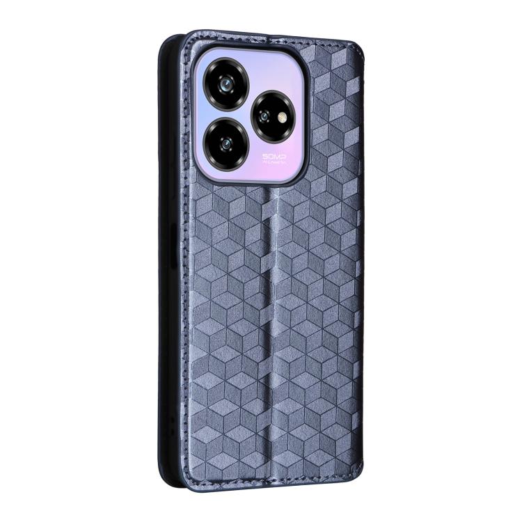 For ZTE Blade V60 Design Cubic Grid Texture Flip Leather Phone Case