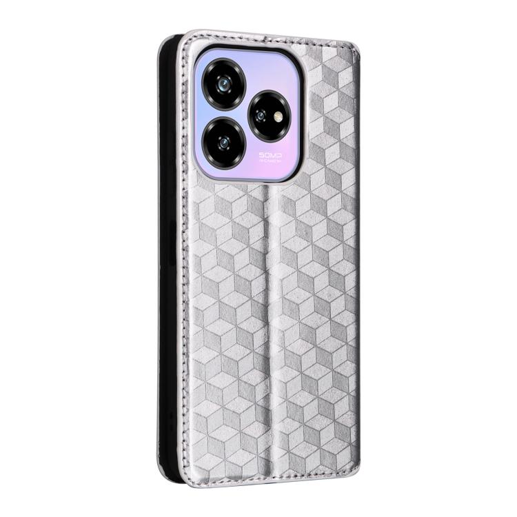 For ZTE Blade V60 Design Cubic Grid Texture Flip Leather Phone Case