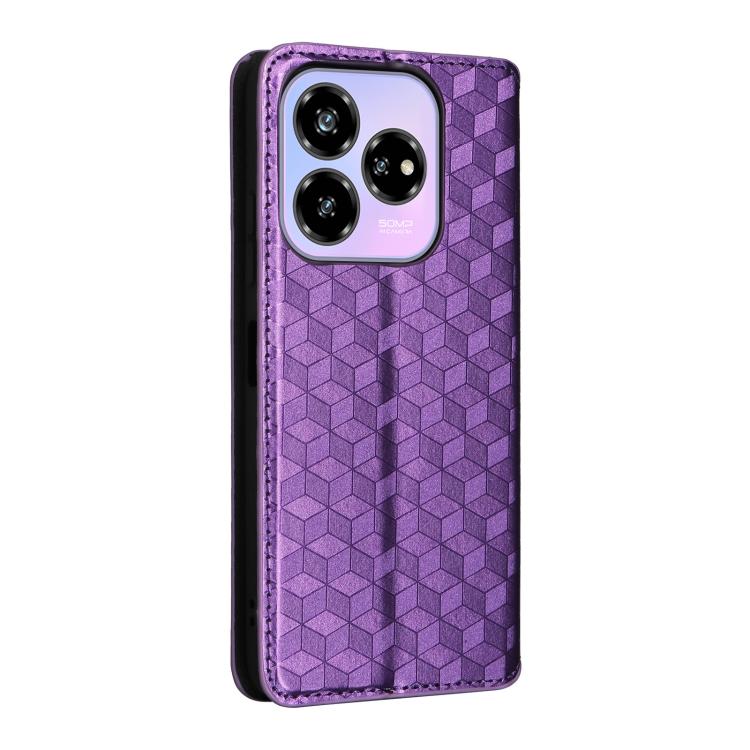 For ZTE Blade V60 Design Cubic Grid Texture Flip Leather Phone Case
