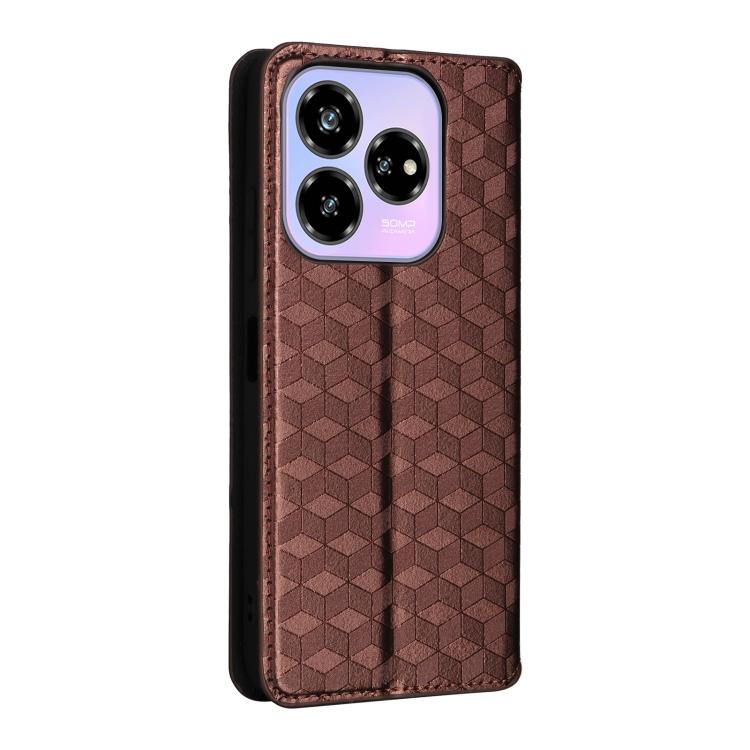 For ZTE Blade V60 Design Cubic Grid Texture Flip Leather Phone Case