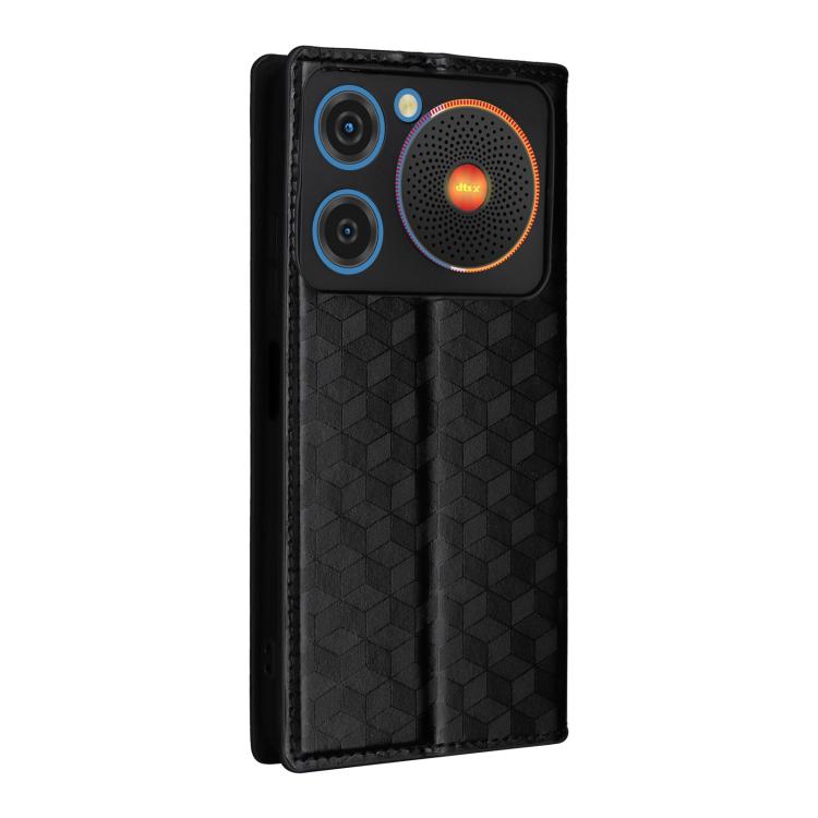 For ZTE nubia Music / Z2353 Cubic Grid Texture Flip Leather Phone Case