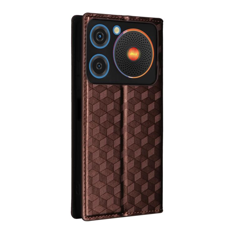For ZTE nubia Music / Z2353 Cubic Grid Texture Flip Leather Phone Case