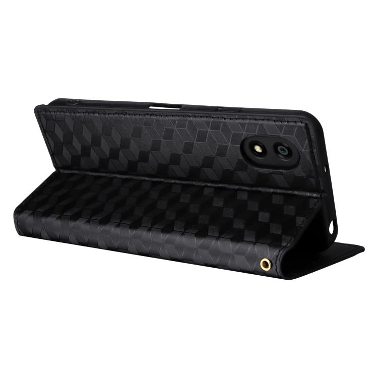 For ZTE Kantan Sumaho 4 / A402ZT Cubic Grid Texture Flip Leather Phone Case