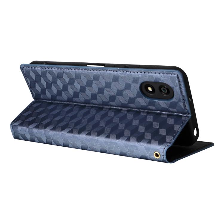 For ZTE Kantan Sumaho 4 / A402ZT Cubic Grid Texture Flip Leather Phone Case