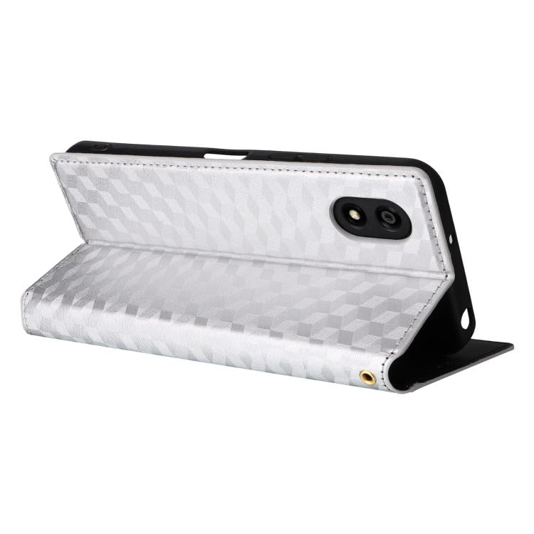 For ZTE Kantan Sumaho 4 / A402ZT Cubic Grid Texture Flip Leather Phone Case